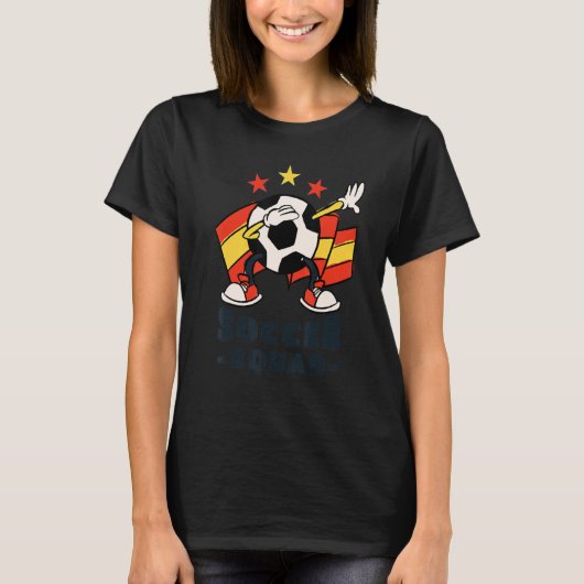 Dabbing Soccer Ball Spanish Flag Soccer Squad T-Shirt (Vorderseite)