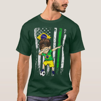 Dabbing Soccer Boy Brazil Jersey - Brazilian Foot T-Shirt