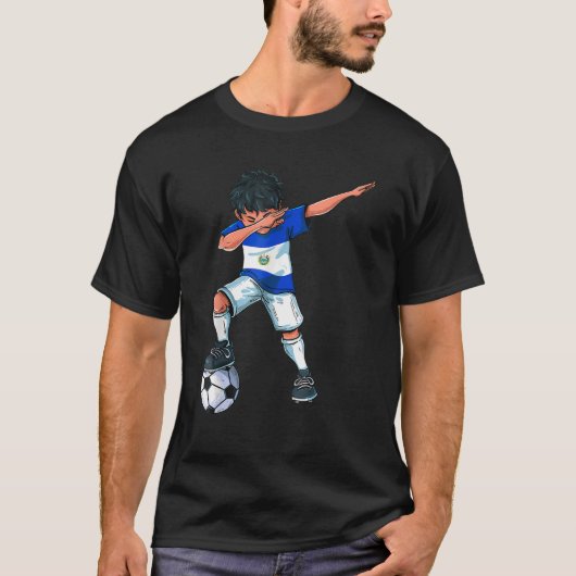 Dabbing Soccer Boy El Salvador Salvadoran Football T-Shirt (Vorderseite)