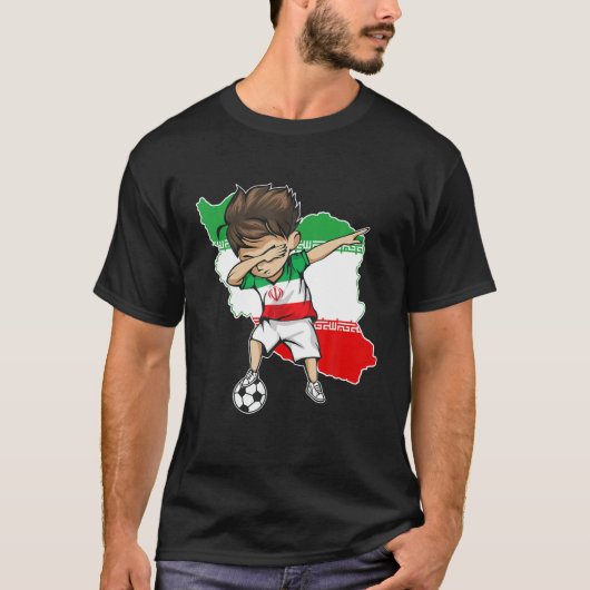 Dabbing Soccer Boy Iran Jersey - Iran Map Flag T-Shirt (Vorderseite)