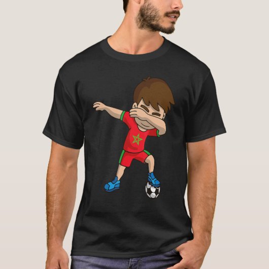Dabbing Soccer Boy Marokko Flag Moors Peace Mooris T-Shirt (Vorderseite)