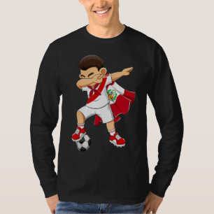 Dabbing Soccer Boy Peru Football Flag Kinder T-Shirt