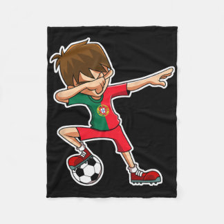 Dabbing Soccer Boy Portugal Jersey Portuguese Kids Fleecedecke