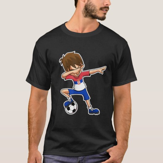 Dabbing Soccer Boy Serbien Shirt Serbische Flagge  (Vorderseite)