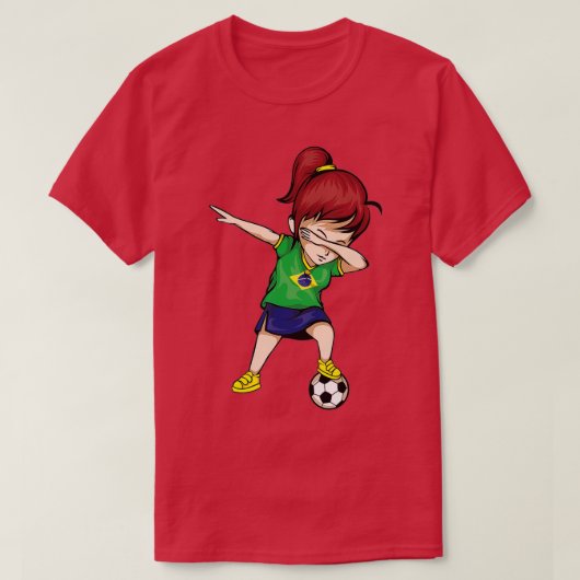 Dabbing Soccer Girl Brazil Jersey - Brasilianische T-Shirt (Design vorne)