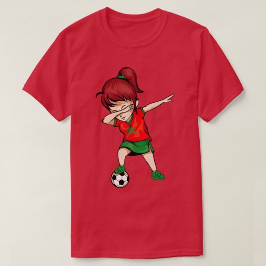 Dabbing Soccer Girl Marokko Jersey - Marokkanische T-Shirt (Design vorne)
