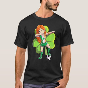 Dabbing Soccer Girl St Patricks Day Kinder Frauen T-Shirt
