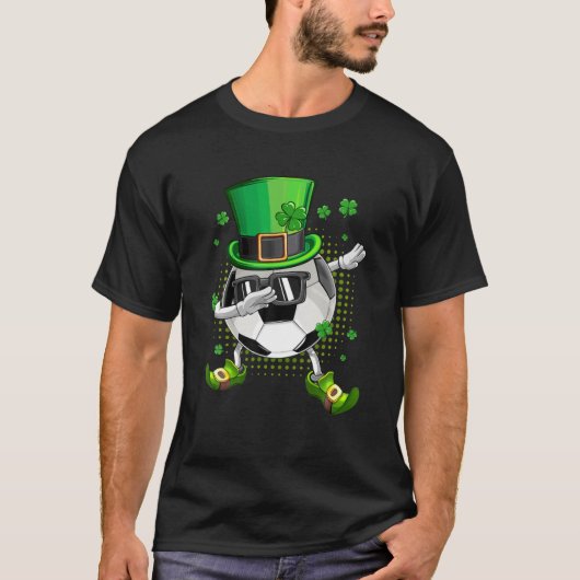 Dabbing Soccer Kleeblatt Funny Irish St Patrick Da T-Shirt (Vorderseite)