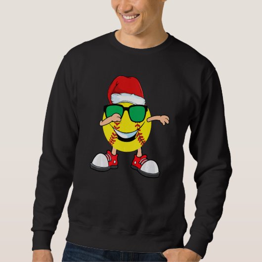Dabbing Softball Ball Weihnachtsmannmütze Sonnenbr Sweatshirt (Vorderseite)