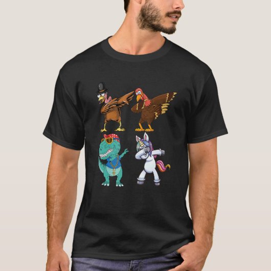 Dabbing Squad turkey unicorn dinosaur thanksgiving T-Shirt (Vorderseite)