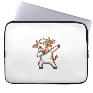 Dabbing Süße Kuh Vintage Gravur T-Shirt Design_ Laptopschutzhülle