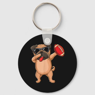 Dabbing süßer Fußball-Singles-Mops-Hund - Haustier Schlüsselanhänger