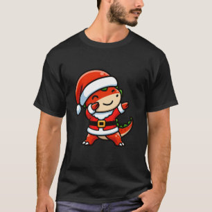 Dabbing T Rex Dinosaur Santa Claus Hat Kinder Chri T-Shirt
