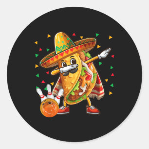 Dabbing Taco Bowling Cinco De Mayo Player Runder Aufkleber