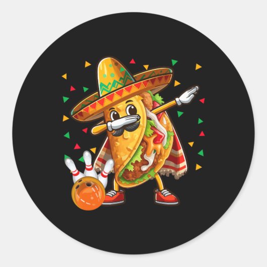 Dabbing Taco Bowling Cinco De Mayo Player Runder Aufkleber (Vorderseite)