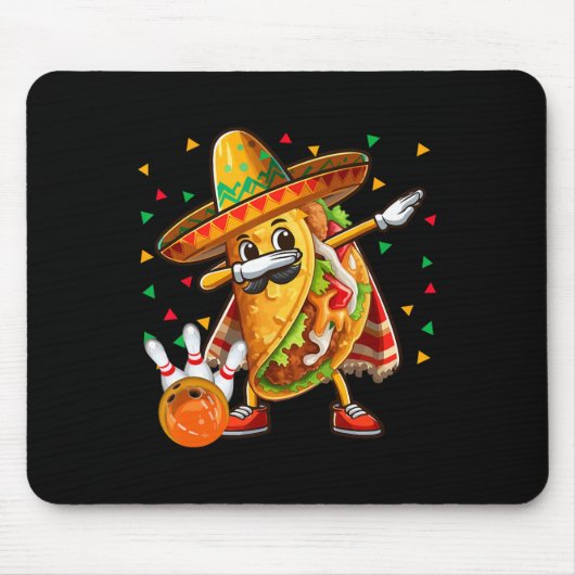 Dabbing Taco Bowling spielen Cinco De Mayo Spieler Mousepad (Vorne)