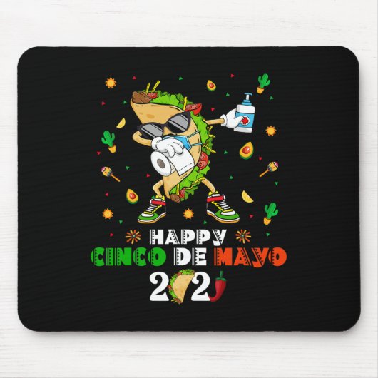 Dabbing Taco Cinco De Mayo 2021 Gesichtsmaske Quar Mousepad (Vorne)