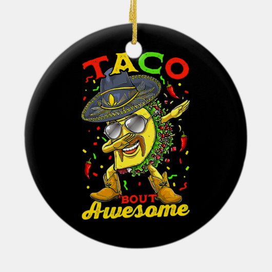 Dabbing Taco Cinco De Mayo Boys Männer mexikanisch Keramik Ornament (Hinten)