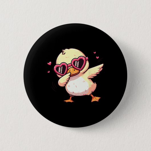 Dabbing-Tanz-Ente-Herz-Singles Button (Vorderseite)
