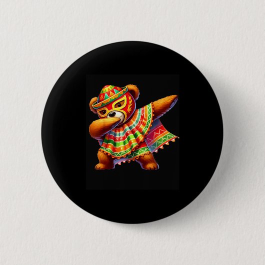Dabbing Teddy Bär Lucha Libre Cinco De Mayo Mexika Button (Vorderseite)