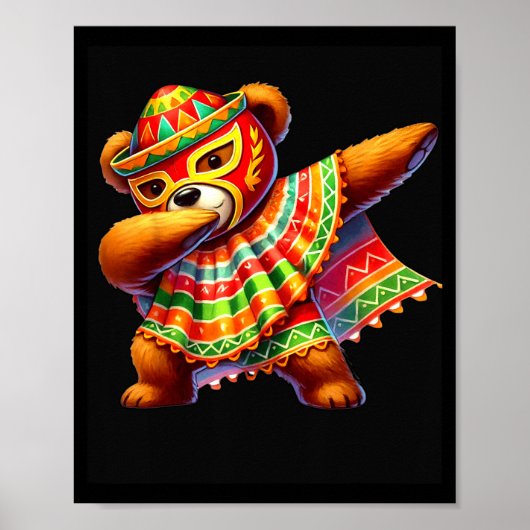 Dabbing Teddybär Lucha Libre Cinco De Mayo Mexikan Poster (Vorne)