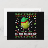 Dabbing Tennis Ball Elf Hat Weihnachts Ugly Sweate Einladungspostkarte (Vorne/Hinten)