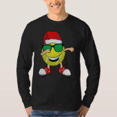 Dabbing Tennis Ball Weihnachtsmannmütze Sonnenbril T-Shirt (Vorderseite)