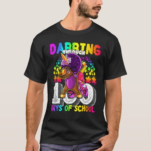Dabbing Through 100 Days Of School Funny Cute Unic T-Shirt (Vorderseite)