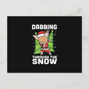Dabbing Through Snow Chihuahua Weihnachtshund Feiertagspostkarte