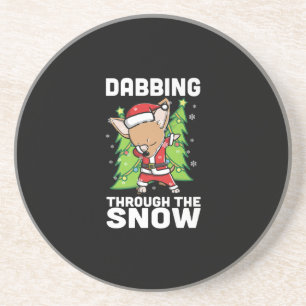 Dabbing Through Snow Chihuahua Weihnachtshund Getränkeuntersetzer