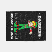 Dabbing Through The Snow Elf Dab Ugly Christmas Sw Fleecedecke (Vorderseite (Horizontal))