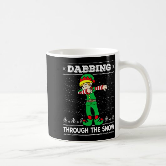 Dabbing Through The Snow Elf Dab Ugly Christmas Sw Kaffeetasse (Rechts)