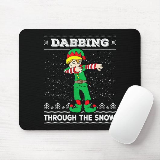 Dabbing Through The Snow Elf Dab Ugly Christmas Sw Mousepad (Mit Mouse)
