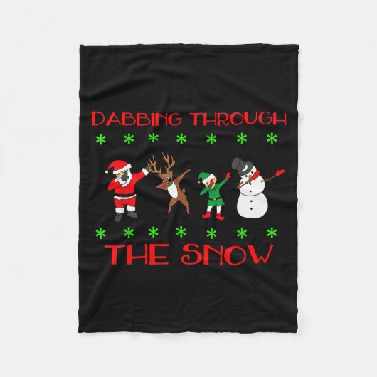 Dabbing Through The Snow Funny Christmas Design Fleecedecke (Vorderseite)