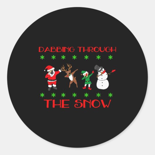 Dabbing Through The Snow Funny Christmas Design Runder Aufkleber (Vorderseite)