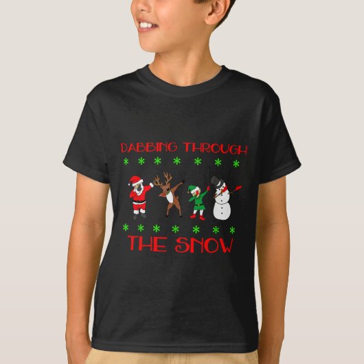 Dabbing Through The Snow Funny Christmas Design T-Shirt (Vorderseite)