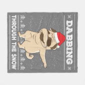 Dabbing Through The Snow Pug Ugly Christmas Sweate Fleecedecke (Vorderseite (Horizontal))