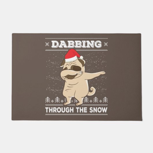 Dabbing Through The Snow Pug Ugly Christmas Sweate Fußmatte (Vorderseite)