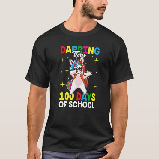 Dabbing Thru 100 days of school Dab Unicorn Lover T-Shirt (Vorderseite)