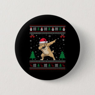 Dabbing Tibetan Mastiff Dog Weihnachtsmannmütze Bo Button