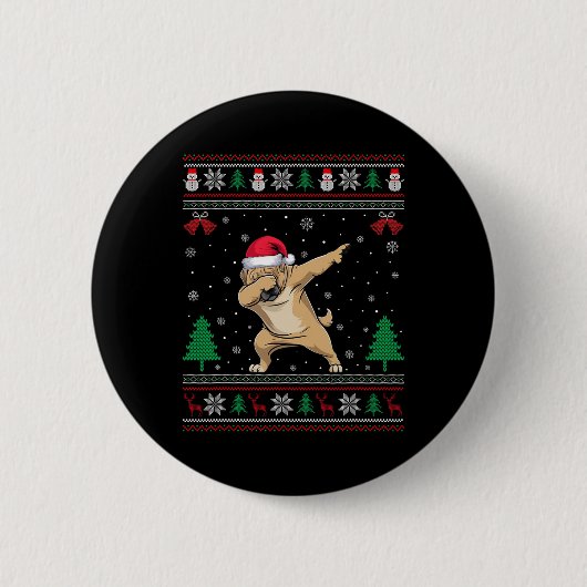 Dabbing Tibetan Mastiff Dog Weihnachtsmannmütze Bo Button (Vorderseite)