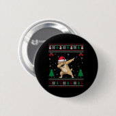 Dabbing Tibetan Mastiff Dog Weihnachtsmannmütze Bo Button (Vorne & Hinten)