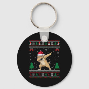 Dabbing Tibetan Mastiff Dog Weihnachtsmannmütze Bo Schlüsselanhänger