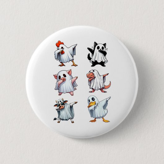 Dabbing Tiere Farm Halloween Ghost Kostüm Funny Button (Vorderseite)