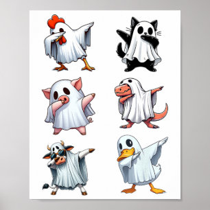Dabbing Tiere Farm Halloween Ghost Kostüm Funny Poster
