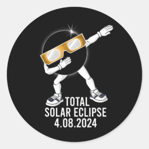 Dabbing Total Solar Eclipse 04.08.2024 Fun Dab Boy Runder Aufkleber