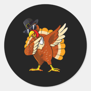 Dabbing Truthahn Erntedankfest Tag Lgrim Jungen Ki Runder Aufkleber