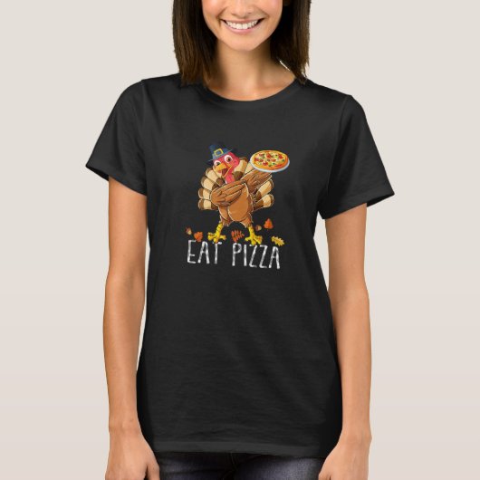 Dabbing Turkey Eat Pizza Adult Vegan Kids Thanksg T-Shirt (Vorderseite)