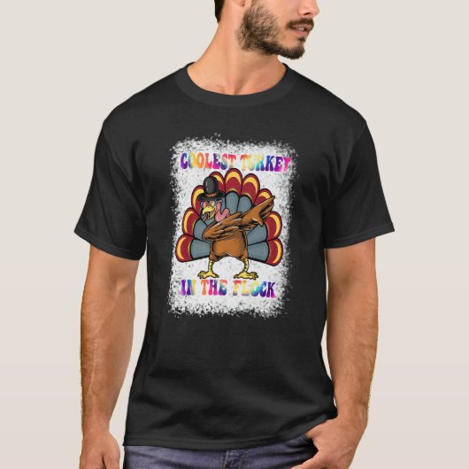 Dabbing turkey Groovy Coolest Turkey In The Flock T-Shirt (Vorderseite)
