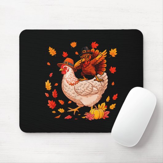 Dabbing Turkey On Chicken Thanksgiving Autumn Lgri Mousepad (Mit Mouse)